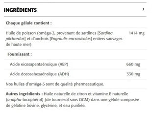 Omega 3 AEP 600mg ADH 330 mg -citron - New Roots Herbal - Fiche informative