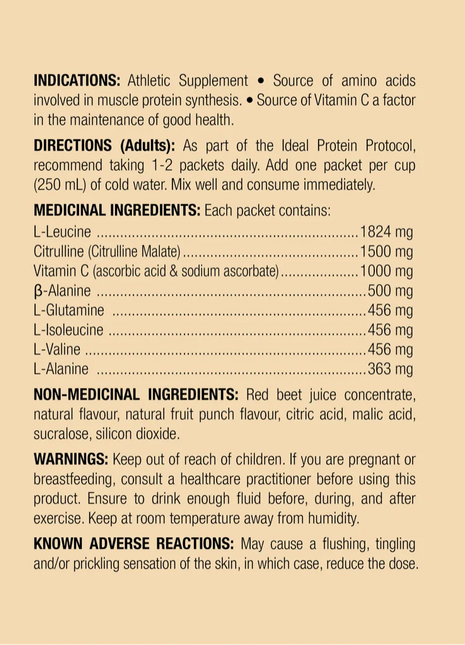 BCAA Ideal Protein Punch aux fruits Fiche nutritionnelle