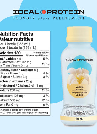 Boisson frappée vanille prêt à servir Ideal Protein - Informations nutrtitionnelles