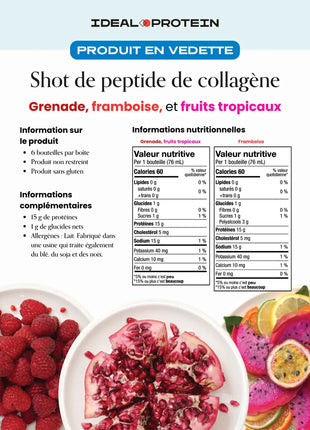 Peptide de collagène Ideal Protein-fiche nutritionnelle- 3 saveurs