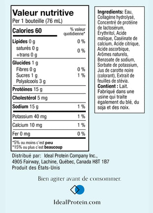 Peptide de collagène framboise - Ideal Protein - Valeurs nutritionnelles