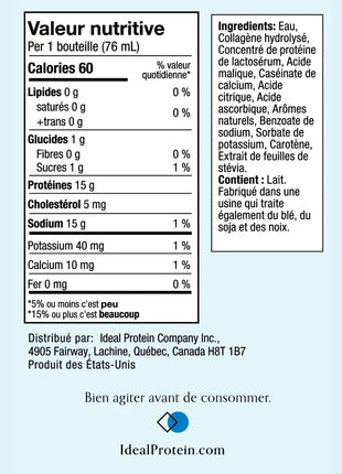 Peptide de collagene fruits tropicaux Ideal Protein -Fiche nutritionnelle