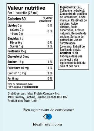 Peptide de collagène granade Ideal Protein - valeurs nutritionnelles