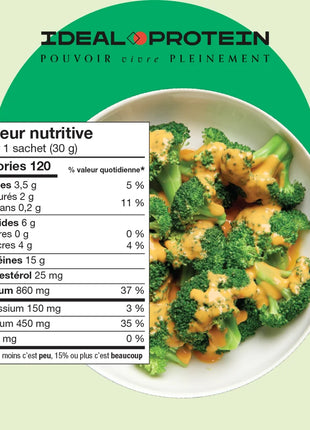 Préparation pour sauce au fromage cheddar Ideal Protein - Informations nutritionnelles