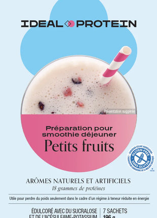 Préparation pour smoothie déjeuner aux petits fruits Ideal Protein | Boîte de 7