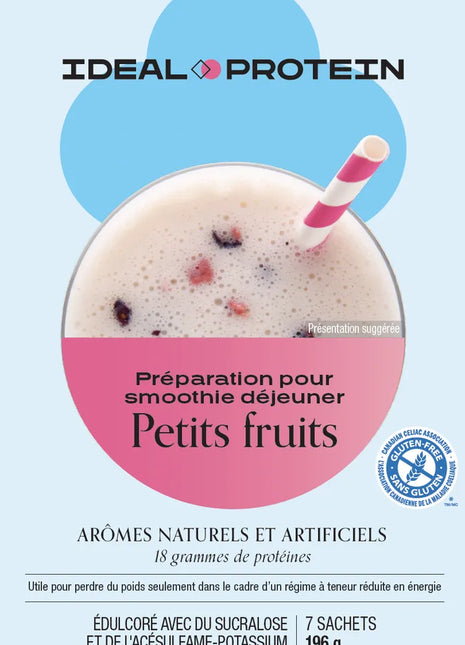 Préparation pour smoothie déjeuner aux petits fruits Ideal Protein -Maryse Nadeau Coach